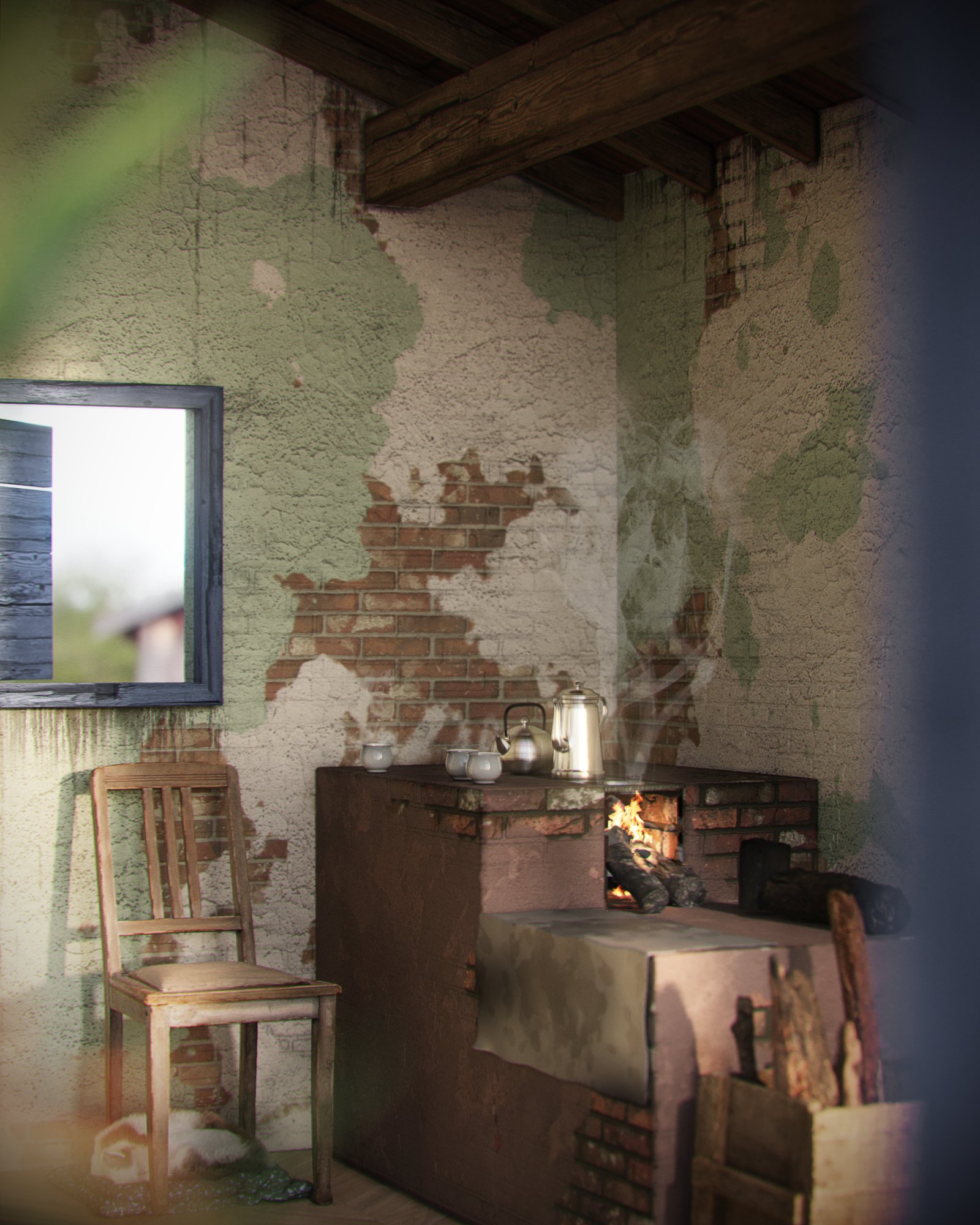 Render — Granps Grange, interior rústico